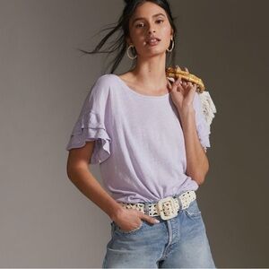 NWT Anthropologie Pilcro Lavender Heritage Femme Tee SIZE MEDIUM